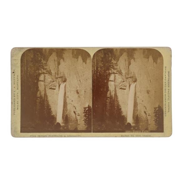 L.A. Huffman (1854-1951) "Tower Falls" Stereoview