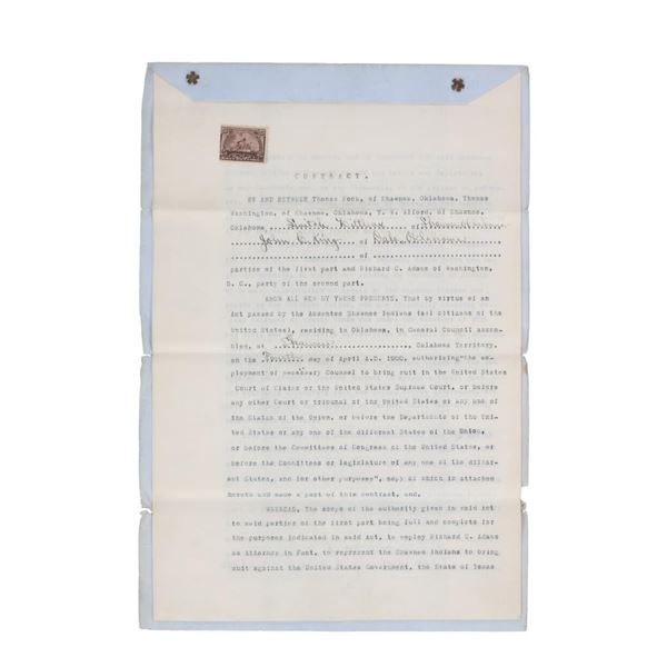 1900 Absentee Shawnee Contract w/ Richard Adams