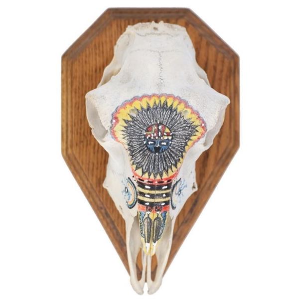 Ca. 20th C. Plains Painted Deer Taxidermy Skull