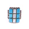 Image 1 : Navajo Sterling, Turquoise & Mother of Pearl Ring