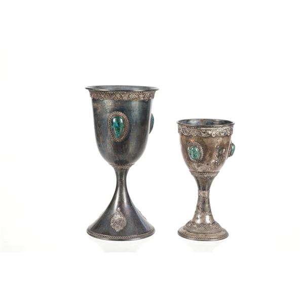 Zadok .925 Sterling Silver Israeli Kiddish Goblets