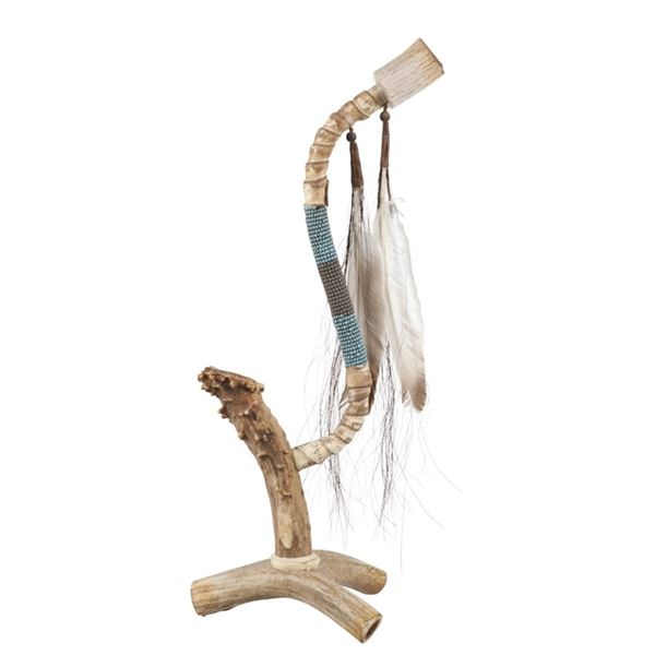 Navajo Antler Tine Beaded Spirit Pipe c. 1950s