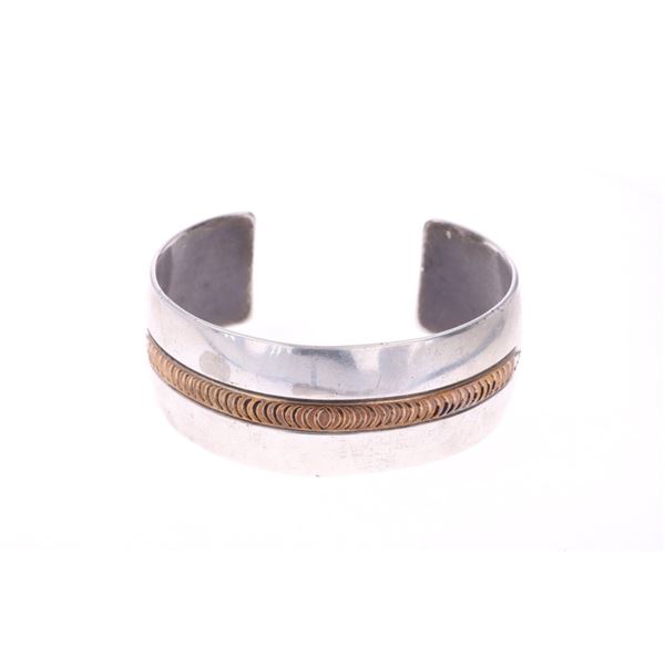 Navajo R. Endito Sterling & Gold Cuff Bracelet