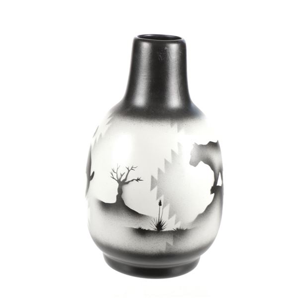 Cedar Mountain Mesa Mountain Lion Pottery Vessel