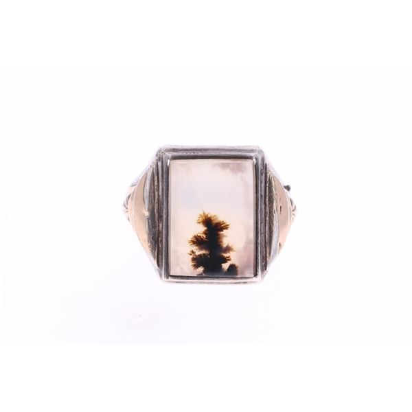Moss Agate, Sterling & 1/20th 10K Gold Ring
