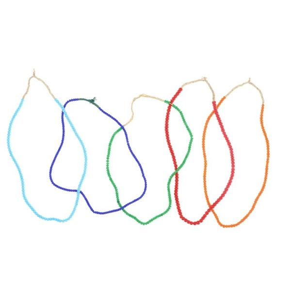 Hudson Bay Red, Blue & Green White Heart Beads (5)