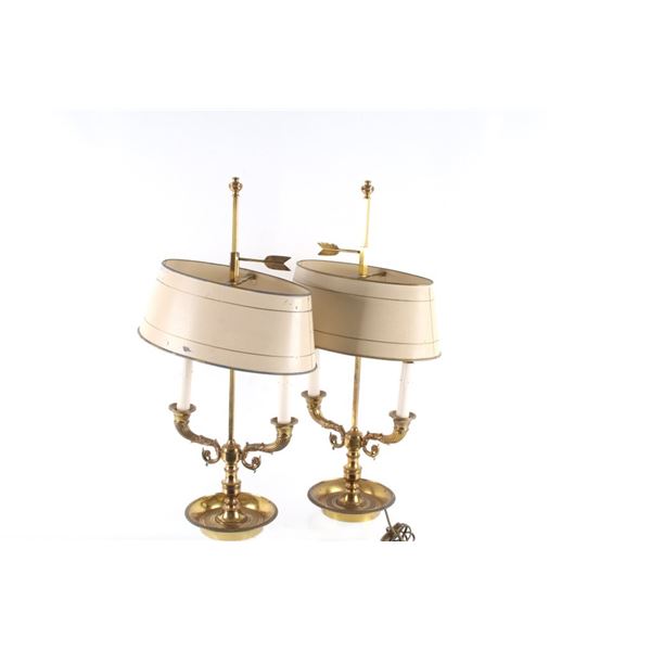 Antique French Empire Brass Bouillotte Lamp Pair