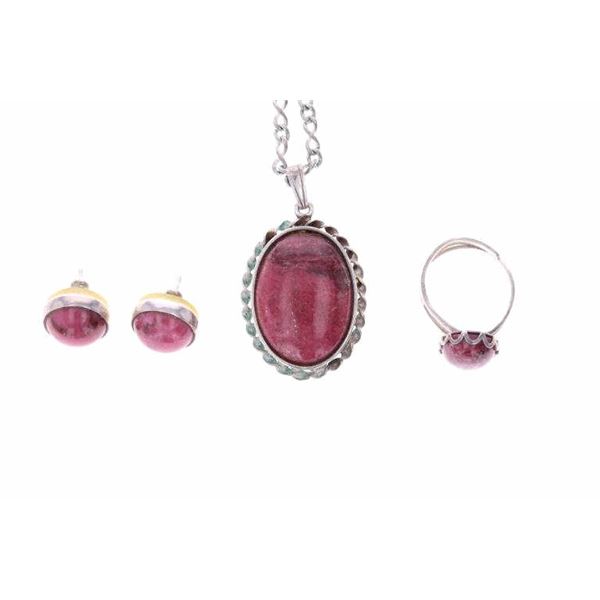 Elegant Rhodonite & Sterling Silver Jewelry Set