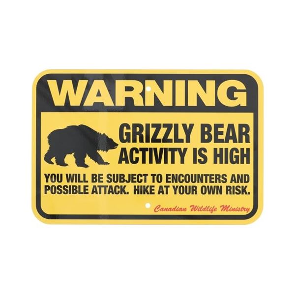 Grizzly Bear Warning Sign from Canada