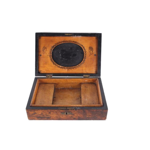19th-C. Burl Walnut Lady's Travel Vanity Box