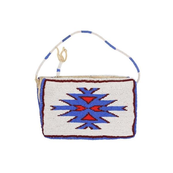 Vintage Montana Crow Beaded Flat Bag Purse