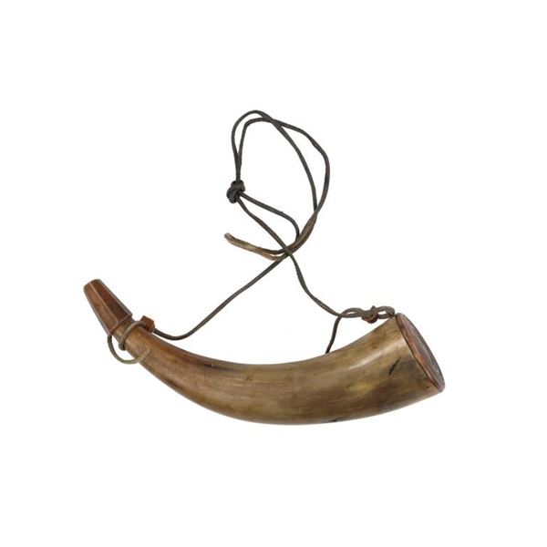 Mid-1800s Steer Horn Powder Horn W/ Strap
