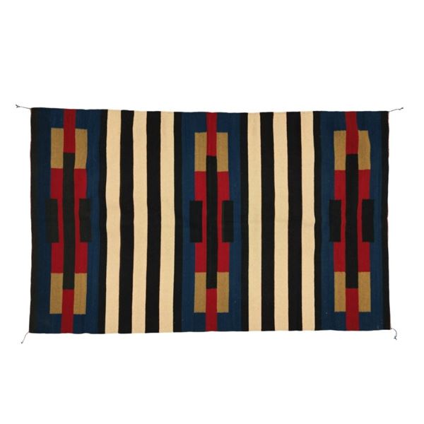 Second Phase Blue Banded Rug By Pedro Sosa