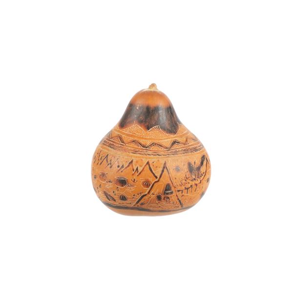 Peruvian Hand Carved Mate Burilado Gourd Vessel
