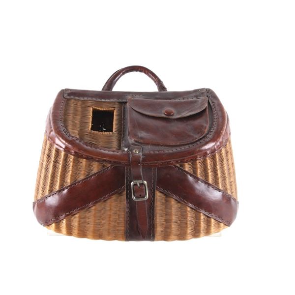Split Willow & Leather Unmarked Fishing Creel