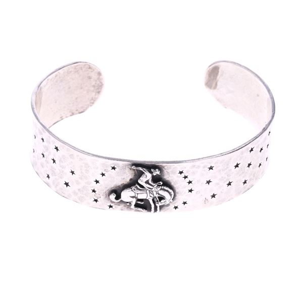 Vintage Silver Cowboy Bucking Horse Cuff Bracelet