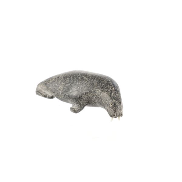 Early 1900 Inuit Steatite Walrus Carving w/ Tusks