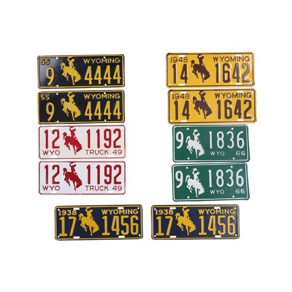 Original Wyoming License Plates 1938-1966