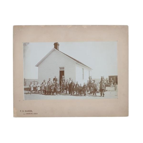F.E. Baker School Hoouse & Students Photo 1890s
