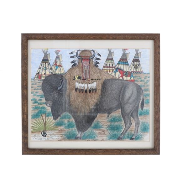 Northern Cheyenne Kenny Le Compte Mixed Media Art