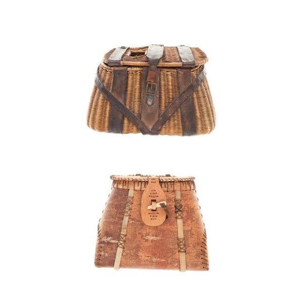 Birch Bark & Split Willow Leather Wrapped Creels