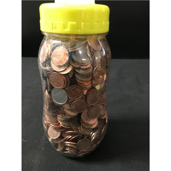 JAR OF CANADIAN PENNIES