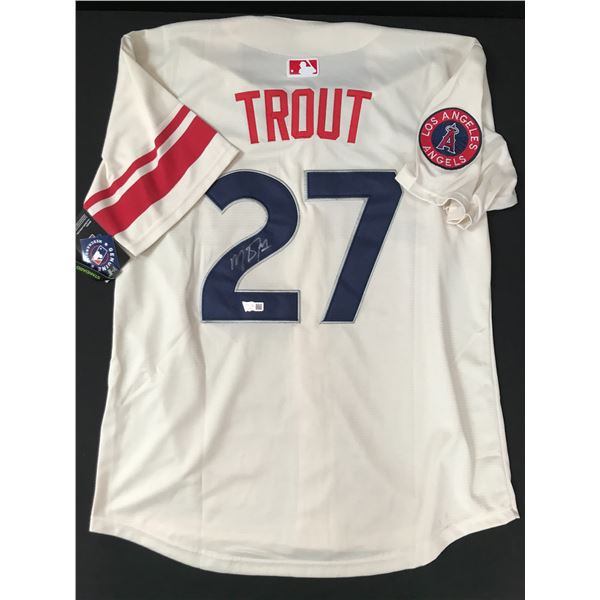 MIKE TROUT SIGNED RETRO ANGLES BASEBALL JERSEY ACE COA