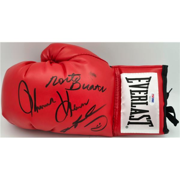 Boxing Greats Signed Boxing Glove Signed By Sugar Ray Leonard, Hearns, Duran, PSA COA