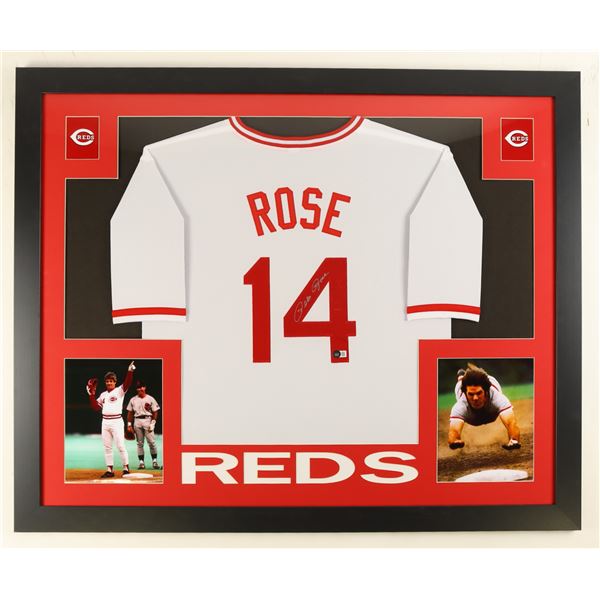 PETE ROSE SIGNED AND FRAMED CINCINATTI REDS JERSEY - BECKETT COA