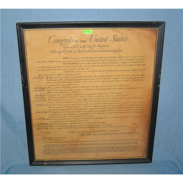 U.S. Bill of Rights 1789 high quality framed reproduction