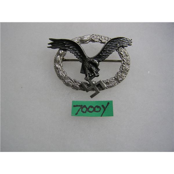 German air crew badge silver wreath WWII retro style