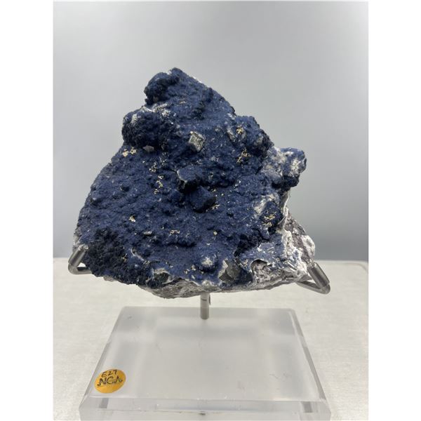 7 X 10 INCH BLUE BERRY  WITH CALCITE SPECIMEN ON STAND