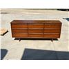 Image 1 : Satin Walnut 9 Drawer Lowboy Dresser Approx: 72 x 18 & 30"T