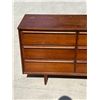 Image 4 : Satin Walnut 9 Drawer Lowboy Dresser Approx: 72 x 18 & 30"T