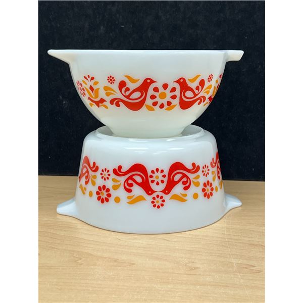 Pyrex Friendship Pattern 1.5 Pint Mixing Bowl & 1 Quart Casserole (no lid)