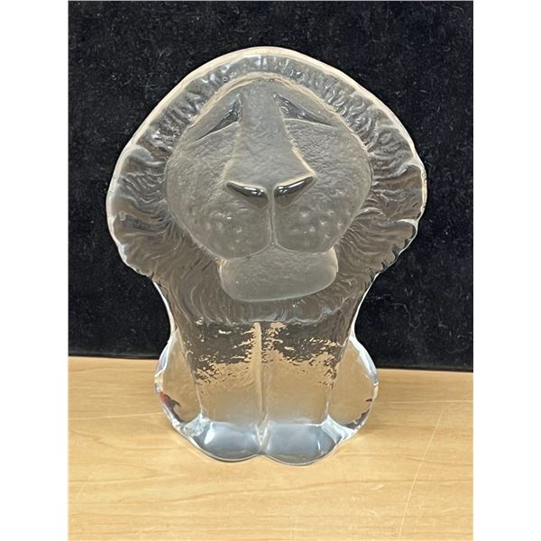 Swedish Mats Jonasson Art Glass Lion Paperweight - Approx: 4"W & 5"T