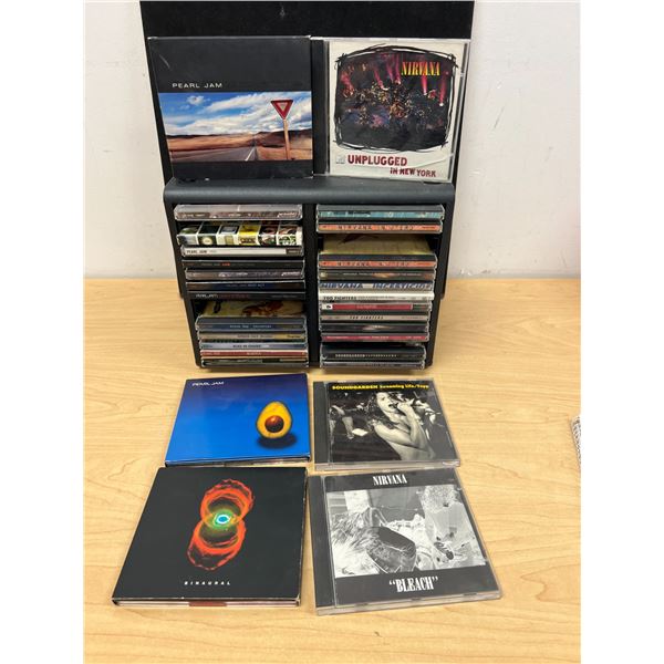 32 Pearl Jam / Nirvana & Similar CDs in Holder - see all photos