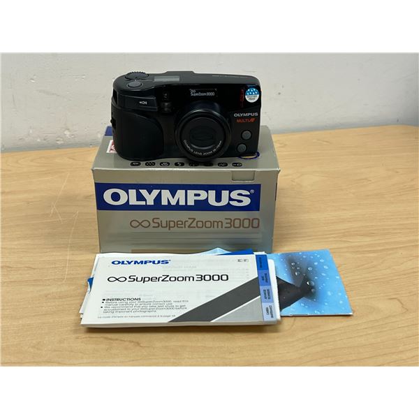 Olympus Super Zoom 3000 Film Camera with Box and papers - see all photos, not tested
