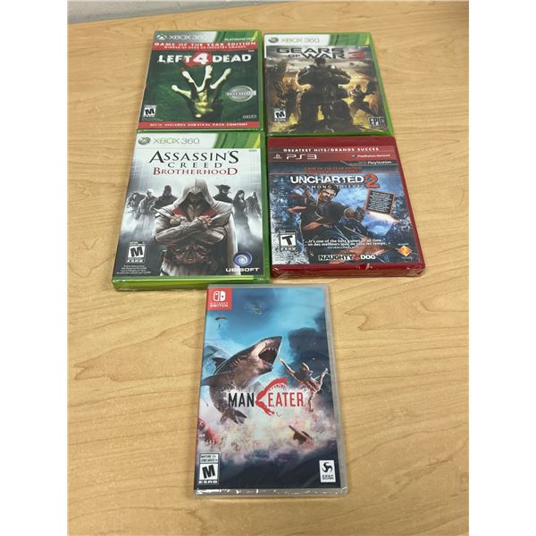 5 New / Sealed Video Games - mixed lot Nintendo Switch / XBOX 360 / PS3 - see photos