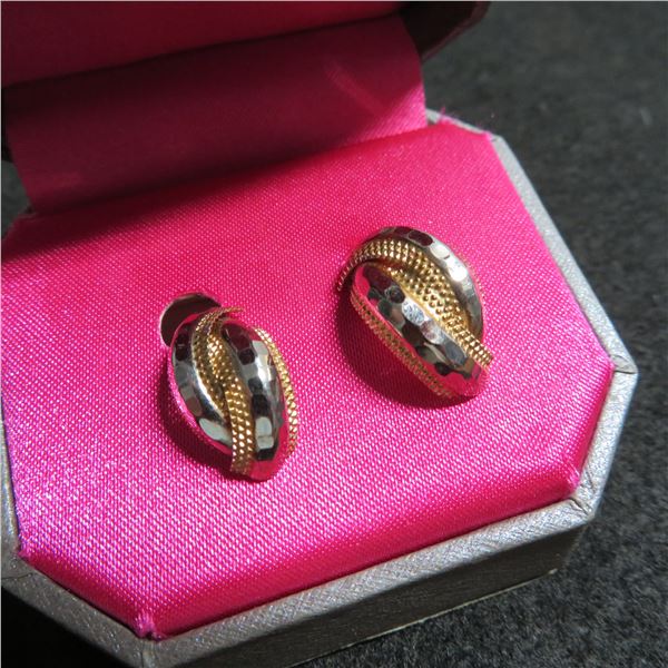 14K Yellow & White gold earrings.  Marked 14K on posts.  Very nice!