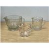 Image 1 : 3 Vintage Measuring Cups - Pyrex Dry Measure & 2 Embossed Clear Glass - see photos