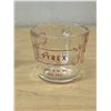 Image 4 : 3 Vintage Measuring Cups - Pyrex Dry Measure & 2 Embossed Clear Glass - see photos