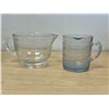 Image 1 : Saphire Blue Fire King Embossed Measuring Cup & Hazel Atlas 2 cup embossed Measure