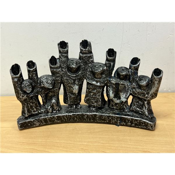 Mid Century Ellen Lord Brutalist Candelabra Candle Holder Hanukkah 11.5"W 7"T