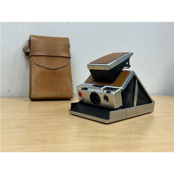 Vintage Polaroid SX-70 Land Camera with Leather Bag - not tested, see all photos