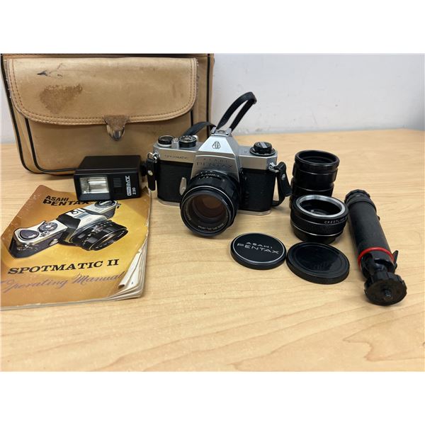 Vintage Asahi Pentax Spotmatic II Film Camera & accessories - not tested, see photos
