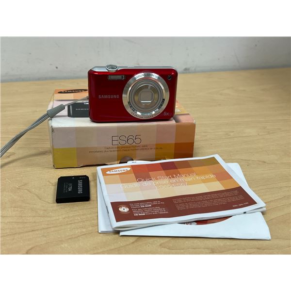 Red Samsung ES65 Digital Camera with Battery, box etc - no charger, not tested