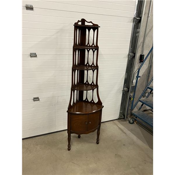 Nice Wooden Corner Shelf with Storage Approx: 67"T 20.5"W