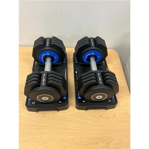 2 Adjustable Weight Exercise Dumbbells / Weights 11-55 LBS