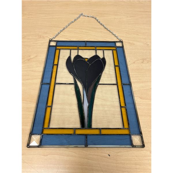 Floral Stained Glass Panel 13x10"